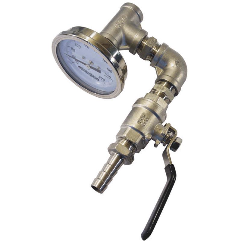 \"Ther-Monitor\" Inline Counterflow Thermometer Assembly w/ 2pc Valve