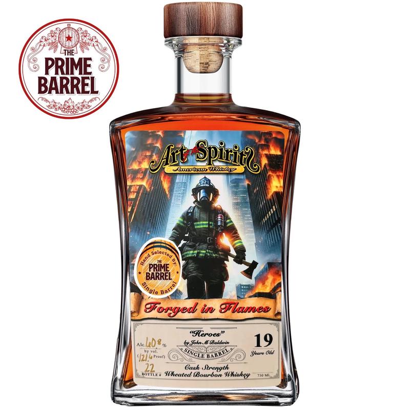 Art of The Spirits  \"Heroes\" 19 Year Old Wheated Single Barrel Bourbon The Prime Barrel Pick #105