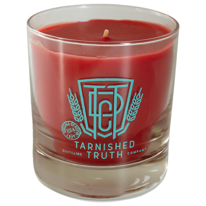 Tarnished Truth Rocks Glass Candle